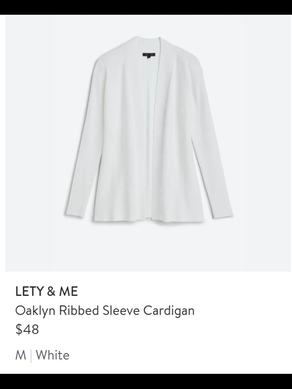 White Oaklyn Ribbed Sleeve Cardigan